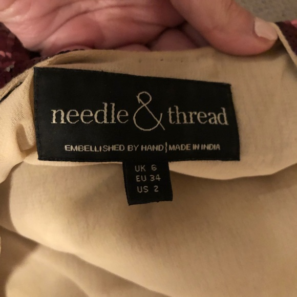 Hand-Embellished Needle & Thread Contour Ornate Long Sleeve Dress - Picture 4 of 8